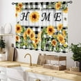 thumbnail image 2 of Sunflower Curtains for Kitchen, Rusitc Country Yellow Flower Printed Farmhouse Style Buffalo Plaid Checkered Patterned Rod Pocket Bedroom Living Room Home Small Short Window Curtains, 55x39 Inch, 2 of 4