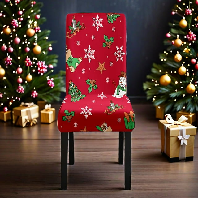 ABPWLY Christmas Dining Room Chair Covers Stretch Chair Slipcovers Protector Washable Kitchen Chair Cover for Dining Room Christmas Decor Holiday Party Chair Cover Clearance Kitchen Canada Days