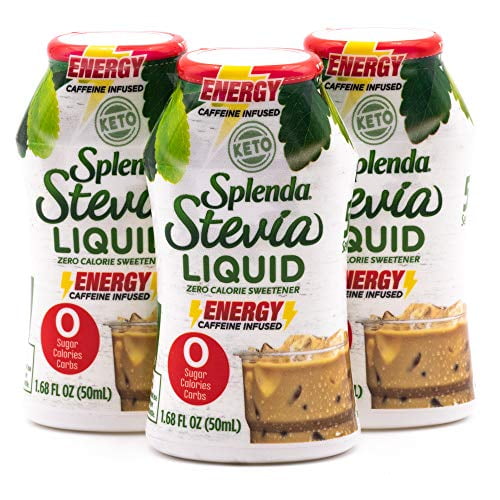 Splenda Stevia Liquid, Caffeine Infused Zero Calorie Sweetener Energy Drops, 1.68 Ounce Bottle (Pack Of 3)