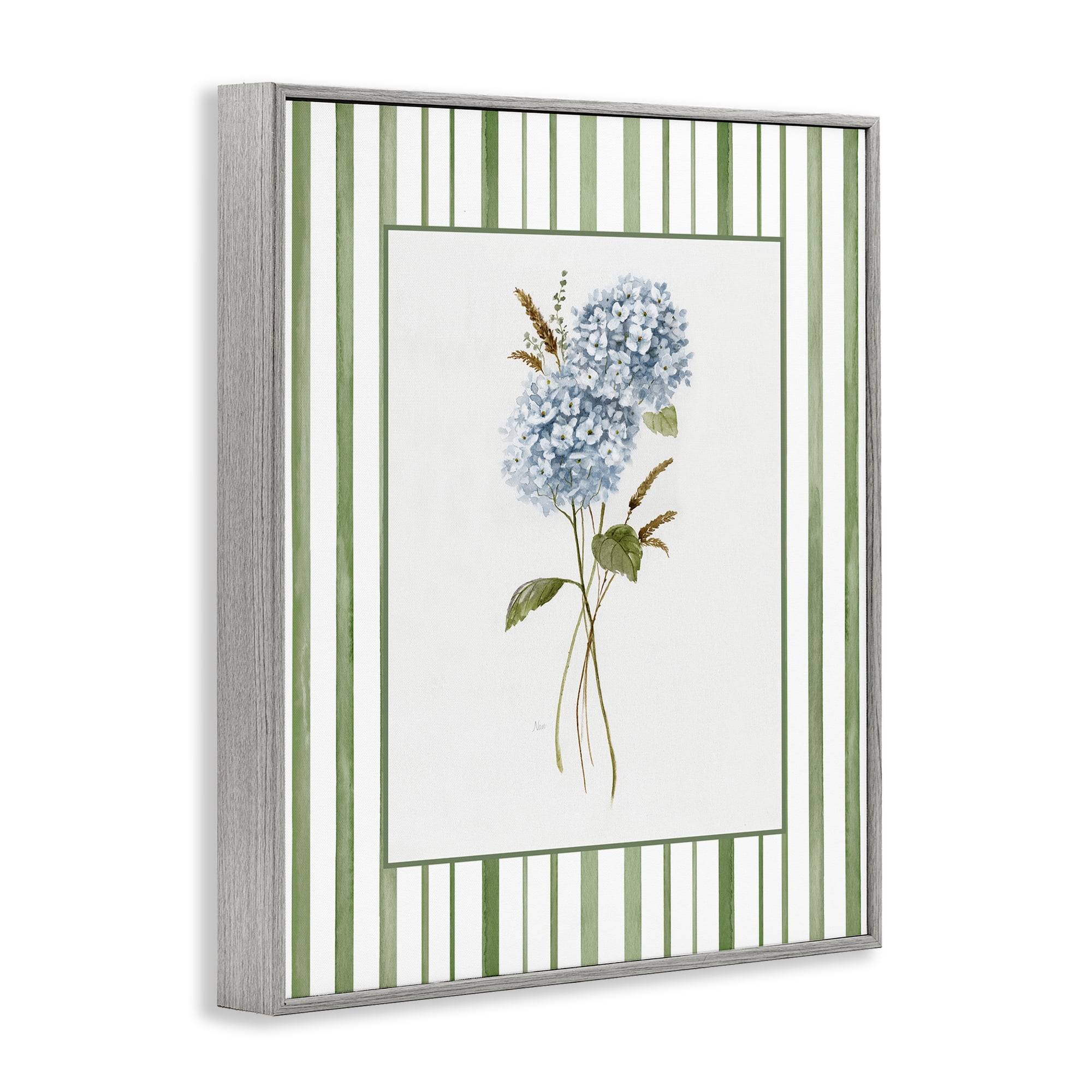 Stupell Industries Blue Hydrangea & Dried Wheat Gray Framed Giclee Art, design by Nan