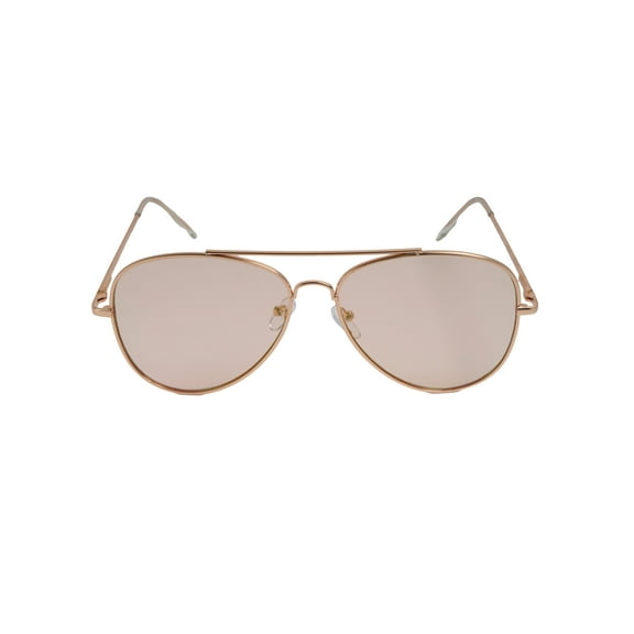 Women's Metal Large Aviator Gold Frame w/ Light Pink Flash Lens