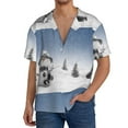 thumbnail image 3 of Disketp Men's Hawaiian Snowman And Christmas Tree Print Shirts Button Down Holiday Beach Shirts-Small, 3 of 7