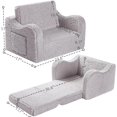 thumbnail image 3 of Kids Chairs for Toddler, 2-in-1 Toddler Soft Sherpa Couch Fold Out, Convertible Sofa to Lounger for Girls and Boys, Grey, 3 of 8