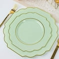 thumbnail image 2 of BalsaCircle 10 Sage Green 8" Disposable Baroque Plastic Dessert Plates Gold Rim, 2 of 8