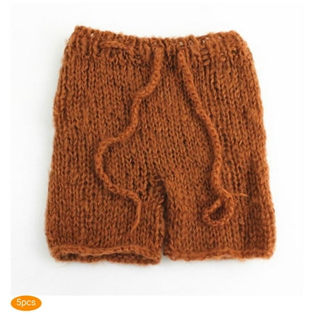 

5pcs Hand-woven Solid Color Baby Crochet Knitted Photo Photography Prop Infant Hat Pants Suits