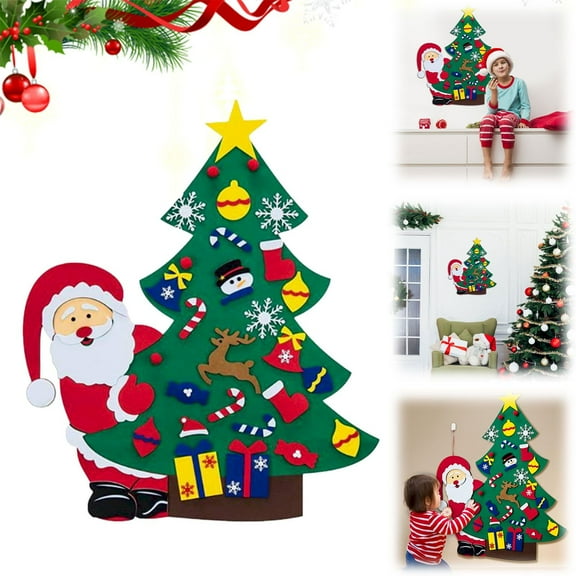 Clearance Event & Party under $10,DIY Christmas Tree Set With Ornaments For Kids Xmas Gifts New Year Door Wall Hanging Decorations