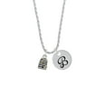 thumbnail image 2 of Delight Jewelry Silvertone Small Beehive with 4 Bees Silvertone Script Initial Disc - B - Charm Necklace, 20"+3", 2 of 4