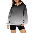 thumbnail image 3 of Fall Saving! HVOBTTY Women's Long Sleeved Sweatshirts, Fall and Winter Tops for Women, Women's Casual Gradient Print Long Sleeve Loose Fitting Hooded Sweatshirt with Pocket Gray, Gray, 3 of 3