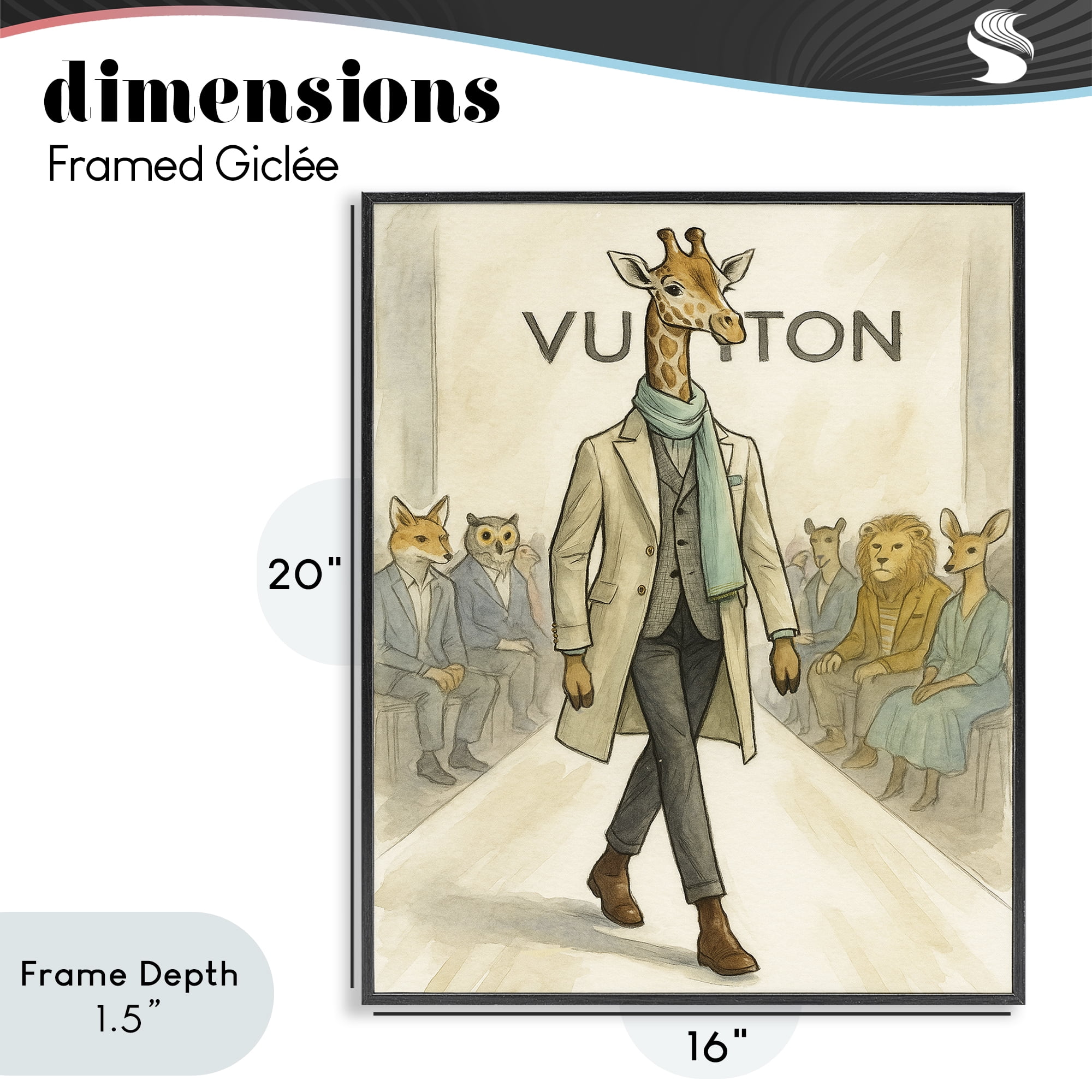 Stupell Industries Fashion Runway Giraffe Black Framed Giclee Art, design by Grotto Studios