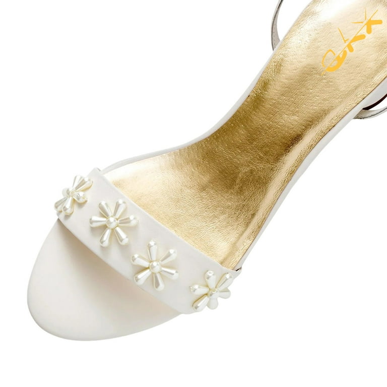 lady　0617 XYD Women Bridals Stylish Pearl Flower Sandals Slender Ankle