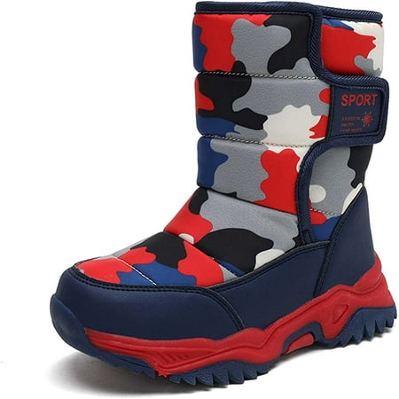 

Kids Boys Girls Snow Boots Winter Fully Fur Lined Warm Shoes Outdoor Slip Resistant Walking Boots