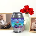 thumbnail image 6 of JAGASY Pink Flamingo Tiny Urn for Ashes Adult Male, Purple Keepsake Small Urns for Human Ashes for Women, Pink Flower & Cloudy Sky Decorative Urns for Daughter, Cremation Urn for Son, (3 Inch), 6 of 7