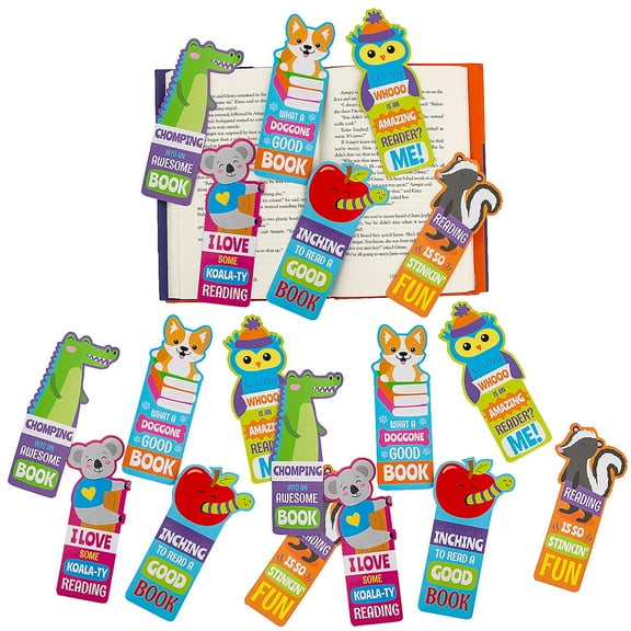 Fun Express 2" x 6" Bulk 144 Pieces I Love Reading Animal Friend Cardstock Bookmarks