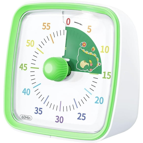 Visual Timer with Night Light, 60-Minute Countdown Timer for Kids and Adults, Silent Classroom Timer, Pomodoro Timer with Rainbow Pattern for Home