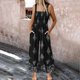 thumbnail image 1 of Karight Women's Casual Loose Overalls Jumpsuits Floral One Piece Square Neck Shirred Pants with Pockets, 1 of 6