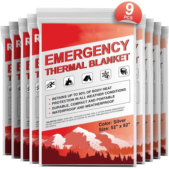 Emergency Blankets, Outdoor Survival Insulated Gear, Mylar Thermal Space Insulated Blanket for Camping, Hiking, Running, Marathon, Wilderness Rescue