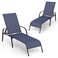 thumbnail image 1 of Gymax 2 Pcs Chaise Longue Inclinable Réglable avec Accoudoirs pour Patio Bleu Marine, 1 of 5