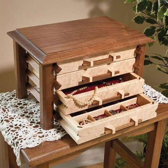Woodworking Paper Plan To Build Pagoda-Style Jewelry Box - Material Not Included