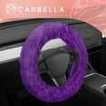thumbnail image 3 of BDK Faux Fur / Wool / Sheepskin Steering Wheel Cover for Women - Soft, Fluffy, and Warm, Great for Winter (Purple), 3 of 8