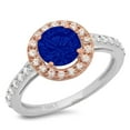 thumbnail image 2 of 1.86 ct Round Cut Simulated Blue Sapphire Solitaire with Accents Engagement Ring for Women in 18K White/Rose Gold, 2 of 2
