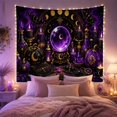 thumbnail image 2 of Crystal Ball Among Purple Pumpkins and Candles, Mystical Gothic Art for Occult Fans, Witchcraft Wall Decor, Halloween Gift, Tapestry Wall Hanging for Bedroom and Studio, 2 of 7