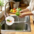 thumbnail image 5 of Adjustable Hanging Sink Colander Basket, Plastic Vegetable Washing Strainer with Handle, Over-the-Sink Drain Basket for Fruits, Veggies & Food Prep, 5 of 8