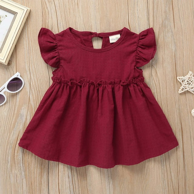 EGNMCR Vêtements pour Bébé Fille Robe Princesse Sans Manches d'Été pour Bébé Fille