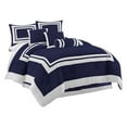 thumbnail image 1 of Mesase Comforter Set 7-Piece, Navy/White Square Pattern, Reversible Coverlet, Queen Size, Two-toned Design, Elegant Touch, Queen, 1 of 4