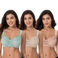 thumbnail image 4 of Curve Muse Plus Size Minimizer Unlined Wirefree Bra with Lace Embroidery-3Pack-SAGE,Nude,BLUSH-36B, 4 of 7
