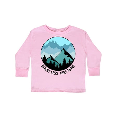 

Inktastic Worry Less Hike More with Mountains in Blue Gift Toddler Boy or Toddler Girl Long Sleeve T-Shirt