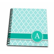 3dRose Personalized letter A aqua blue quatrefoil pattern Teal turquoise mint monogrammed personal initial - Mini Notepad, 4 by 4-inch