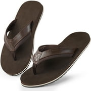 Harvest Land Comfortable Flip Flops for Men Arch Support Thong Sandals Non Slip Summer Beach Slippers Shoes Dark Brown Size 12 Males
