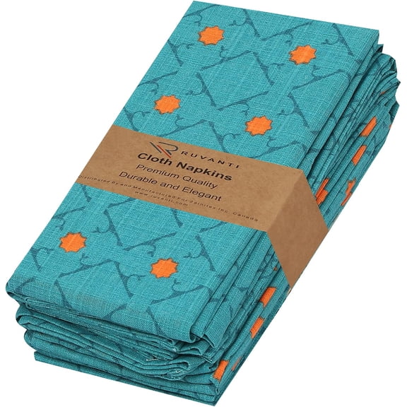 Cloth Napkins Set of 6 Cotton 100%, 18x18 Inches Napkins Cloth Washable, Soft, Absorbent. Cotton Napkins for Parties, Christmas, Thanksgiving, Weddings, Dinner Napkins Cloth - Combo