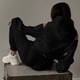 thumbnail image 5 of Conjunto de 2 Piezas para Mujer: Sudadera con Capucha de Gran Tamaño, Pantalones Deportivos Y2K, Ropa de Otoño Negro S, 5 of 6