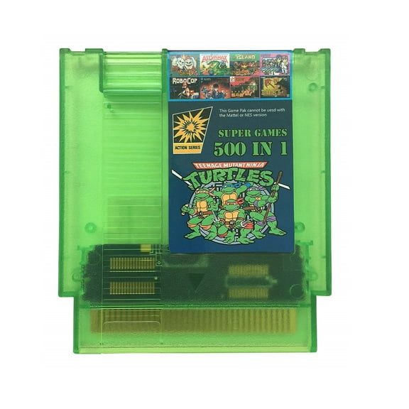 500 in 1 Games Cartridge for NES - Multicart 8-bit 72 pin Retro Classic Green Shell