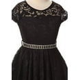 thumbnail image 2 of Big Girls' Illusion Lace Top Stone Belt Flowers Girls Dresses Black 14 (J19KS88), 2 of 3