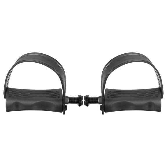 Unique Bargains Pair Exercise Bike Pedals Straps 1/2" Spindle Cycling 12.7mm Spindle Black