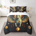 thumbnail image 2 of White Horse Comforter Set 7 Piece Bed in a Bag Twin,Bohemian Sun and Moon Sheet Set,Exotic Farm Animals Bedding Set,Cowboys Gifts Horse Decor Bed Set Western Farmhouse Boho Decor, 2 of 5