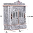 thumbnail image 2 of Home Pooja Wooden Mandir with Copper Oxidized Plated Puja Temple - Fully Assembled - 22 Inches with Doors, 2 of 7