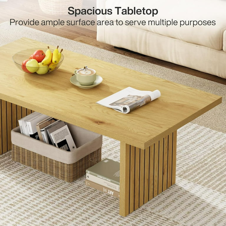 Tribesigns 55-Inch Rectangular Coffee Table - Extra Large Modern Black Living Room Table