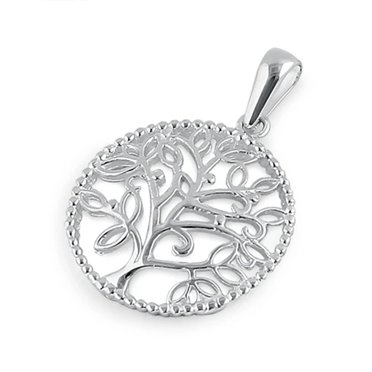 Life Of Tree With Braided Circle 925 Sterling Silver Pendant Jewelry