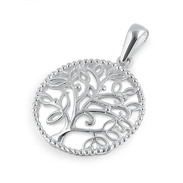 Life Of Tree With Braided Circle 925 Sterling Silver Pendant Jewelry