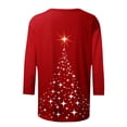 thumbnail image 5 of Aujourd'hui Réduction! Aqestyerly Hauts de Noël pour Femmes Liquidation T-Shirt Imprimé Mode Manches 3/4 Blouse Col Rond Hauts Décontractés Caractéristiques:, 5 of 5