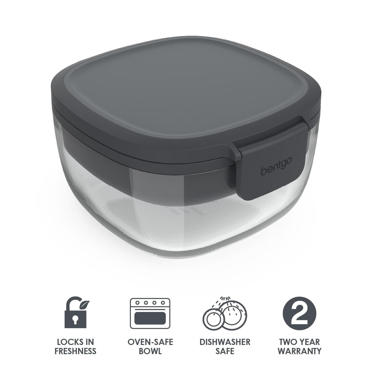 Récipient à salade tout-en-un en verre Bentgo - Gris foncé