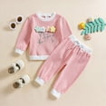 thumbnail image 2 of HCNTES Toddler Clothes for Girls Baby 3D Flower Fall Winter Outfits Sweatshirt Pullover Cute Pants Set(Pink&3,2-3 Years), 2 of 9