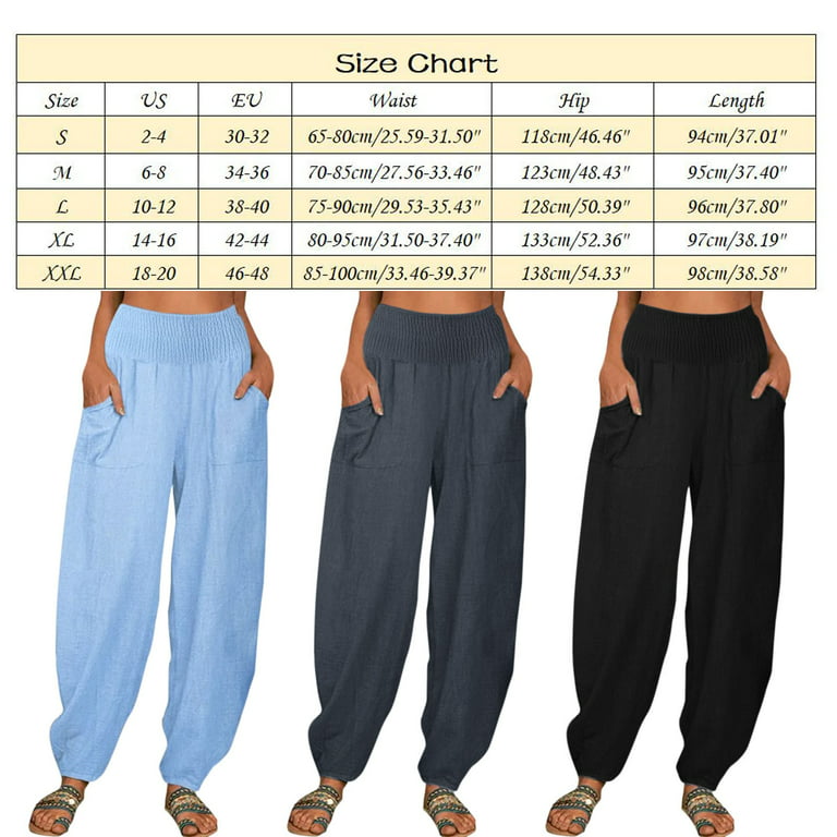 nsendm Womens Casual Solid Color Loose Pockets Elastic High Waist Pants  Long Trousers plus Size Pant Suits for Women Casual Pants Black Large 