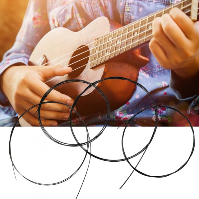 Juego de 5 accesorios de repuesto de cuerdas de ukelele de nailon negro para ukelele U102