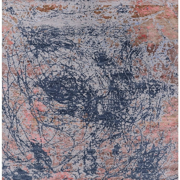 Ahgly Company Indoor Square Mid-Century Modern Purple Oriental Area Rugs, 8' Square