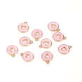 thumbnail image 2 of Zinc Alloy Enamel Charms Flat Round with Hollow Heart Light Gold Pink 14x12x2mm Hole: 1.5mm, 2 of 2