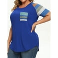 thumbnail image 5 of ZXSXSY Women Plus Size Round Neck Short Sleeves Colorblock Tunic Shirt, 5 of 7